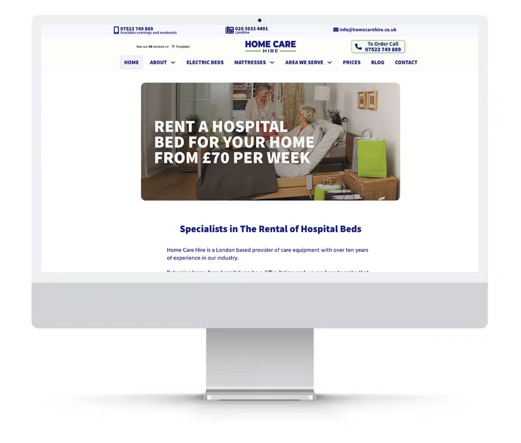 HomeCare Hire SEO example